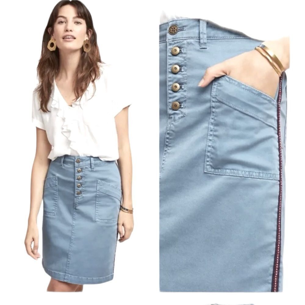 Anthropologie Pilcro and the letter press light blue skirt with stripe 4